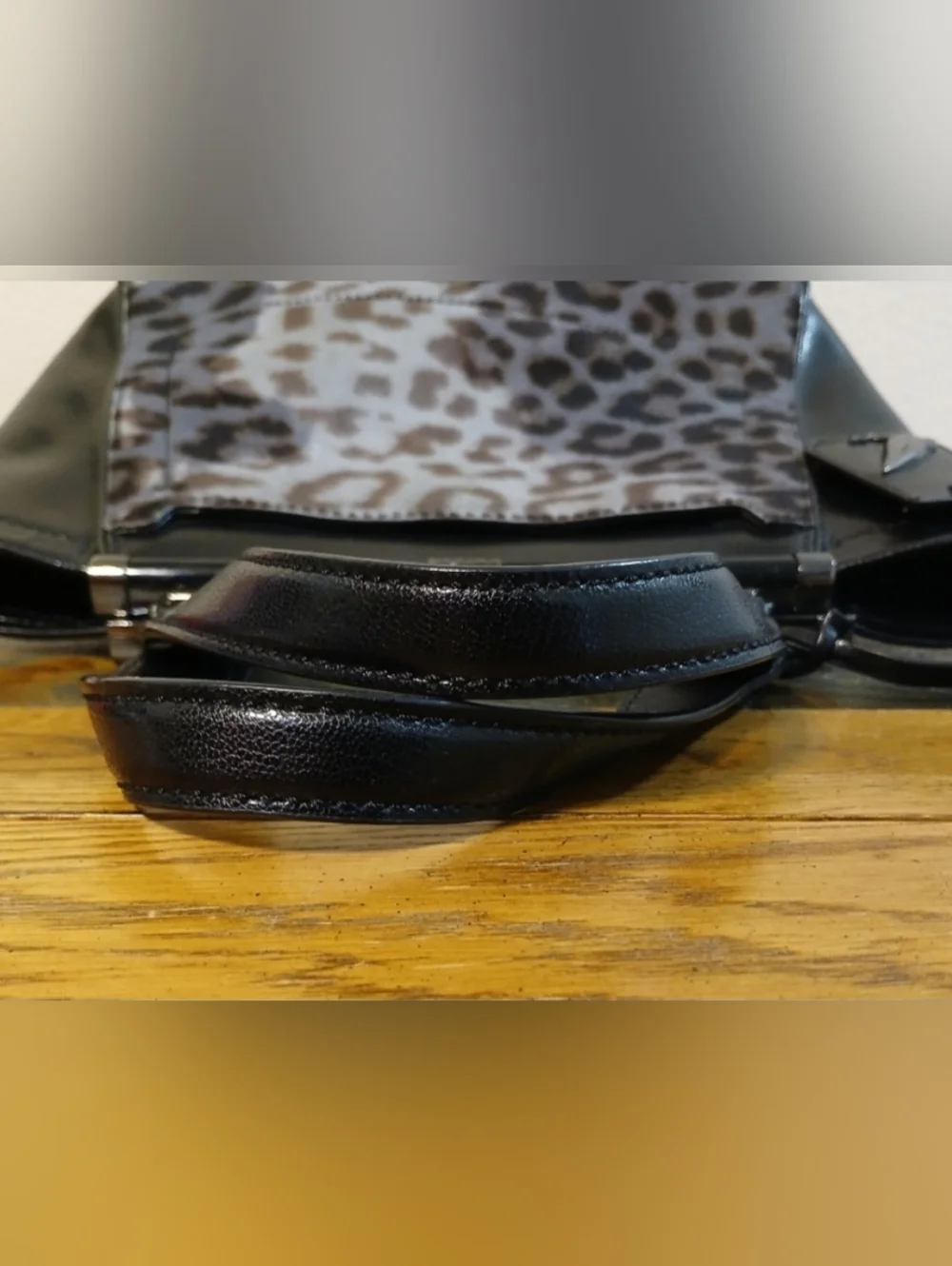 Diane Von Furstenberg Leopard Print Satchel in Gray and Black